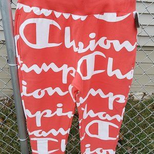 Men Champion Weave Script Orange Peach Jogger